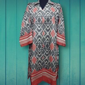 Geometric Patterned Tunic Dress